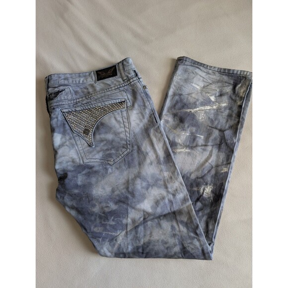 Robin's Jeans Killer Flap Japan Cloud Wash Gems Rhinestones Studs Crystals 44 - Picture 1 of 13